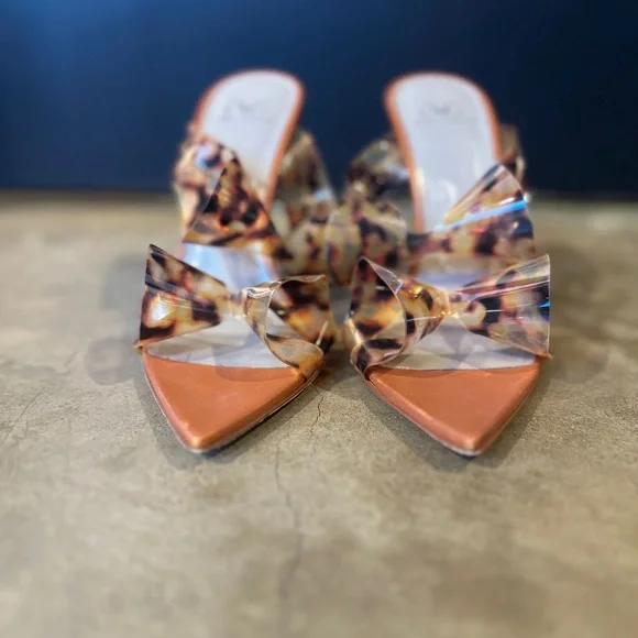 ❤️Monika Chiang Klara Brown Leather & Tortoise PVC Sandals - Picture 7 of 12